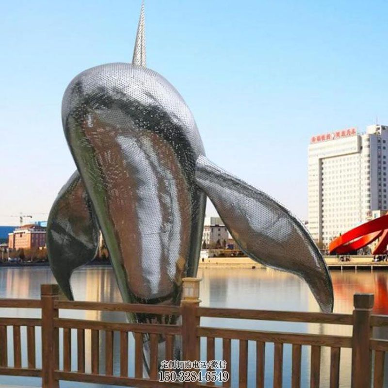 各类鲸鱼雕塑 鱼类雕塑主题定做 门口不锈钢鲸鱼雕塑订做
