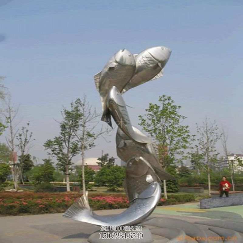 空间鱼雕塑 户外生物雕塑摆放精选 不锈钢鱼雕塑工艺服务商