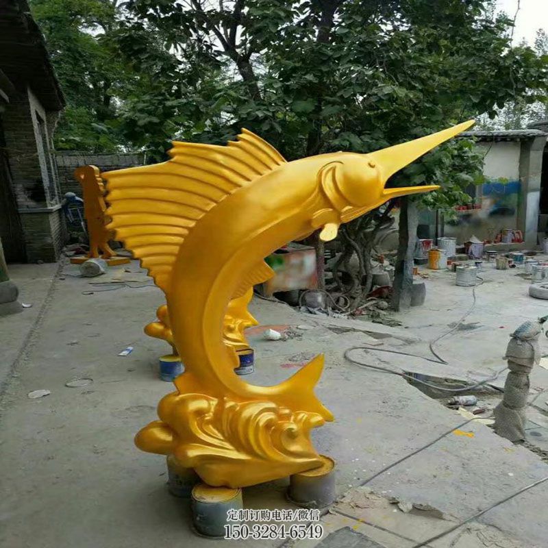 景区鱼雕塑 现代彩绘鱼雕塑定制 景观艺术玻璃钢鱼雕塑承接