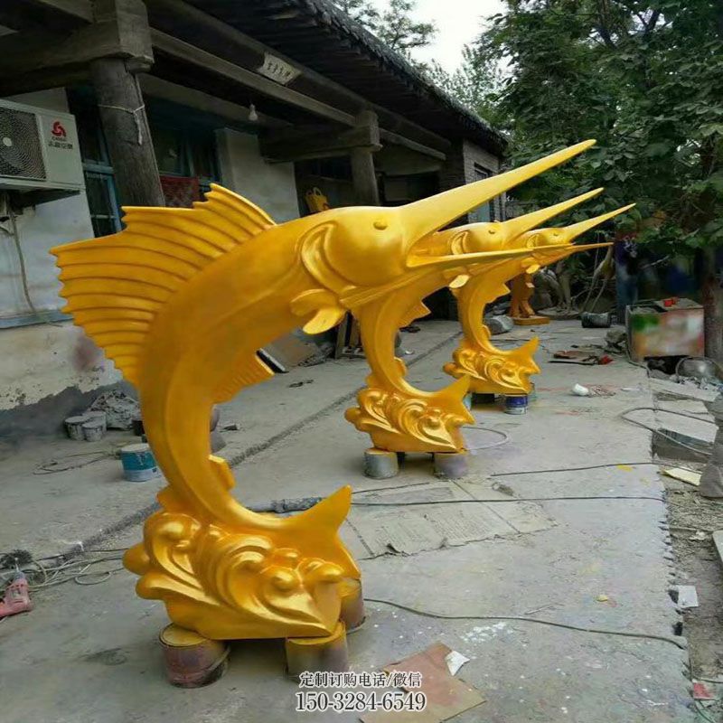 鱼雕塑环形 彩绘鱼雕塑定制预定 景观艺术玻璃钢鱼雕塑承接