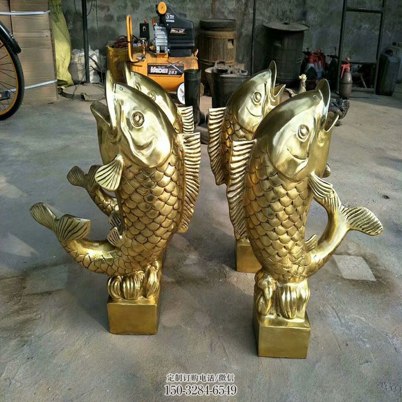 大型铜鱼雕塑 户外生物雕塑摆放制作 广场铜鱼雕塑供求