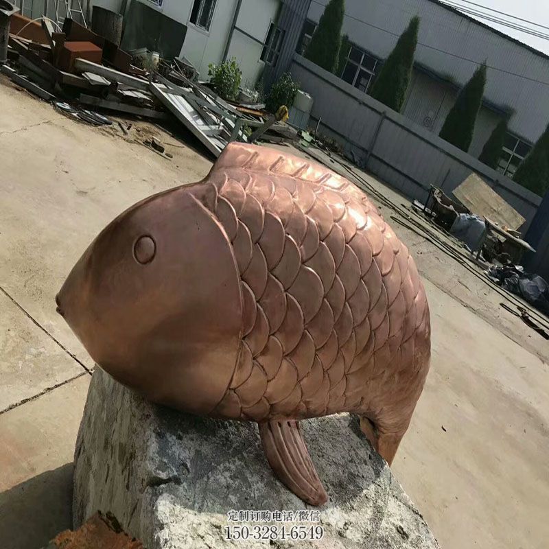 民俗铜鱼雕塑 景观小品生物雕塑供需 各类铜鱼雕塑标准