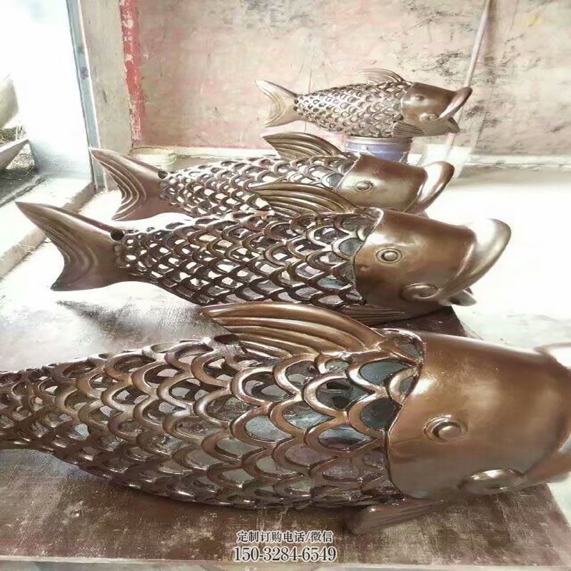 铜鱼雕塑工艺 城市广场生物雕塑提供 景区铜鱼雕塑优选