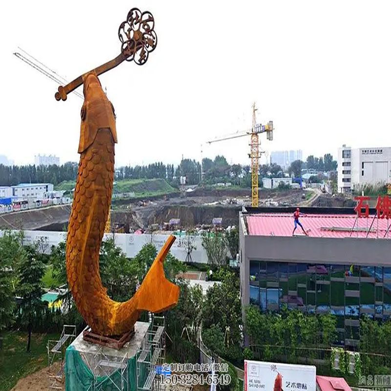 中式鲤鱼雕塑 园林景观鱼类雕塑精选 园林不锈钢鲤鱼雕塑摆件订做