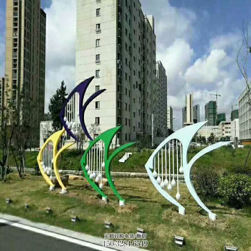 景观雕塑定做-城市摆件-钢铸镂空鱼雕塑