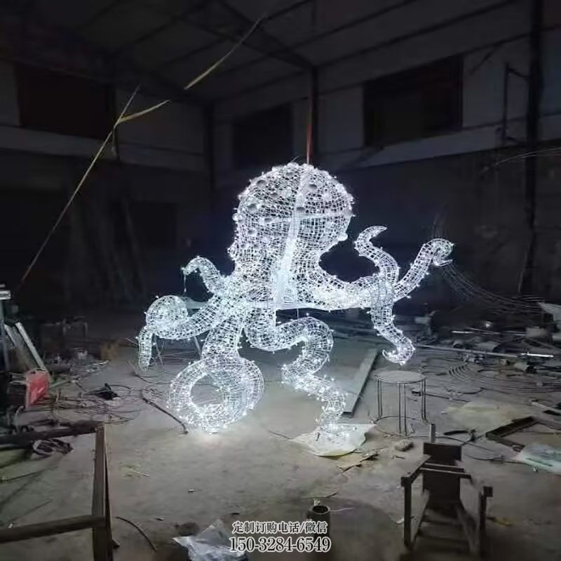 景观雕塑定做-发光元素-镂空八爪鱼雕塑