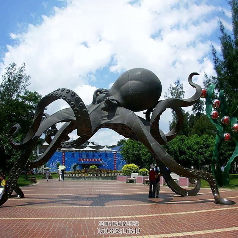 镜面章鱼雕塑 园林生物雕塑摆件订做 城市广场章鱼雕塑提供