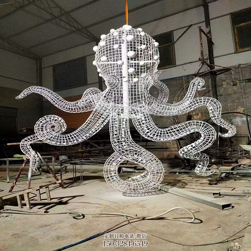 企业章鱼雕塑 生物雕塑展示提供 景观镂空章鱼雕塑定做