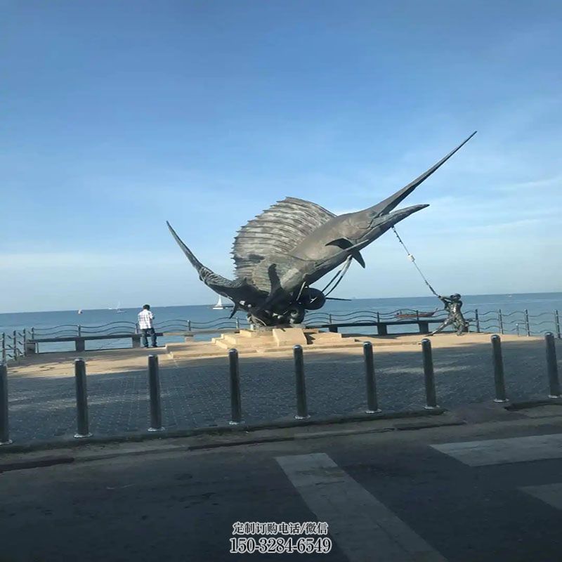 街道标识生产-静态街景-铜雕剑鱼景观