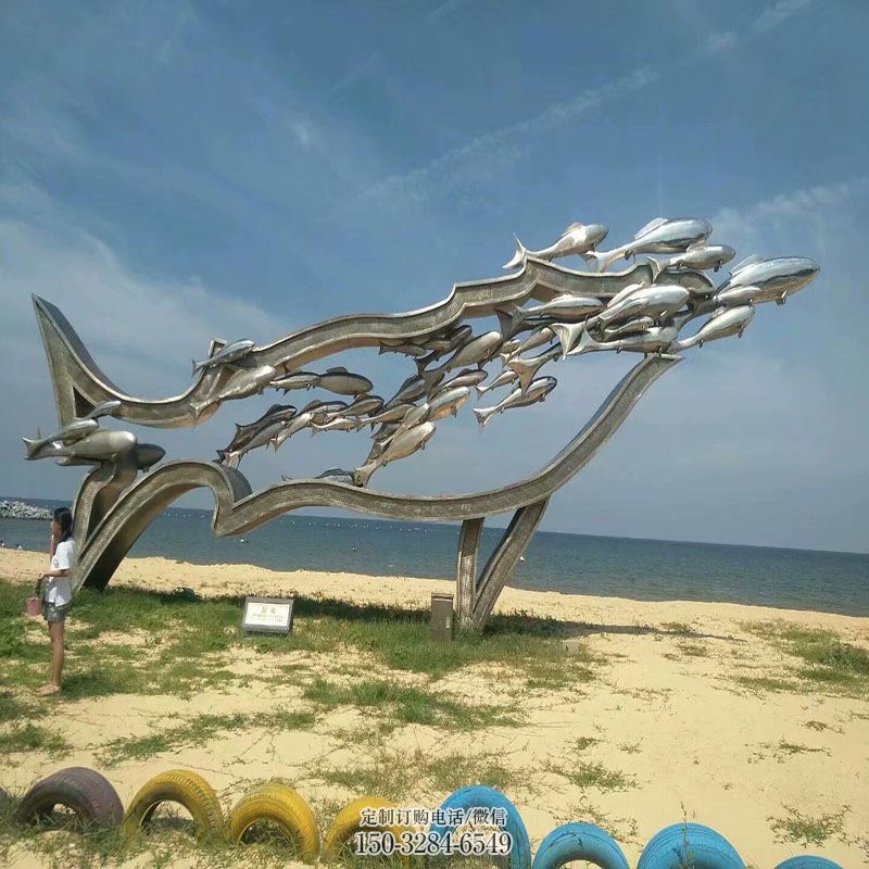 群鱼雕塑抽象 公园景观鱼群雕塑供求 烤漆鱼雕塑制造商