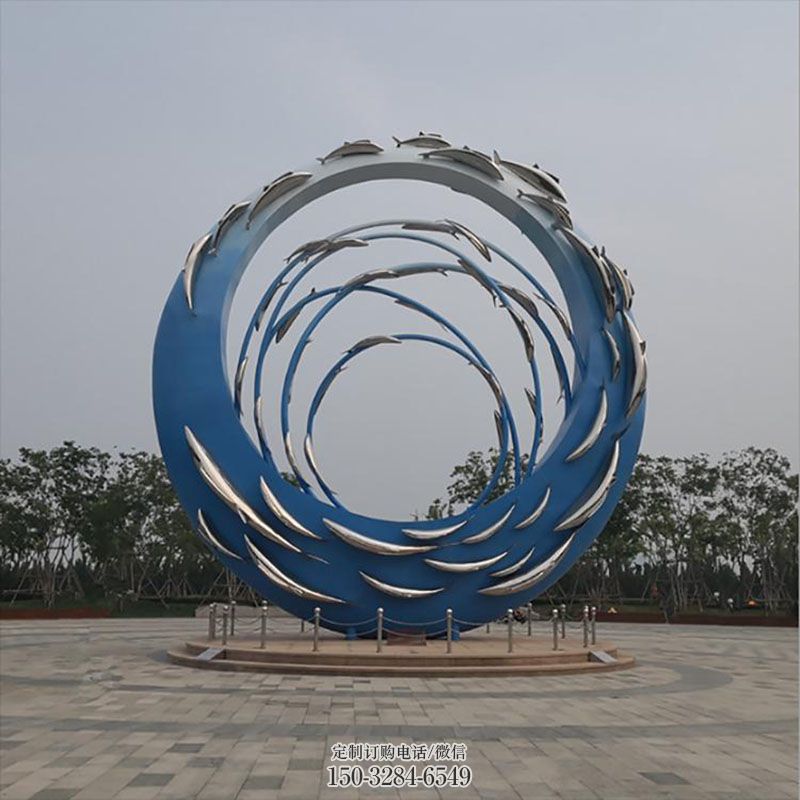抽象鱼跃龙门雕塑 景观小品雕塑供需 广场鱼跨环雕塑供求