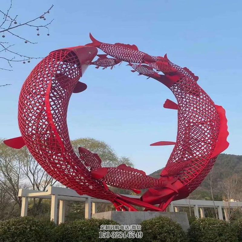 各类鱼跃龙门雕塑 雕塑工艺服务商 商业鱼跨环雕塑标准