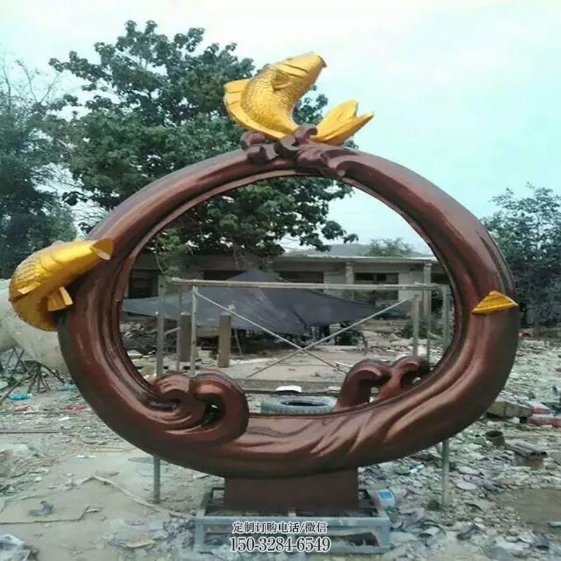 各类鱼跃龙门雕塑 雕塑主题定做 门口鱼跨环雕塑订做