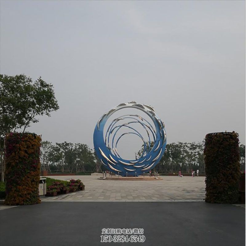 景区鱼跃龙门雕塑 现代雕塑定制 景观艺术鱼跨环雕塑承接