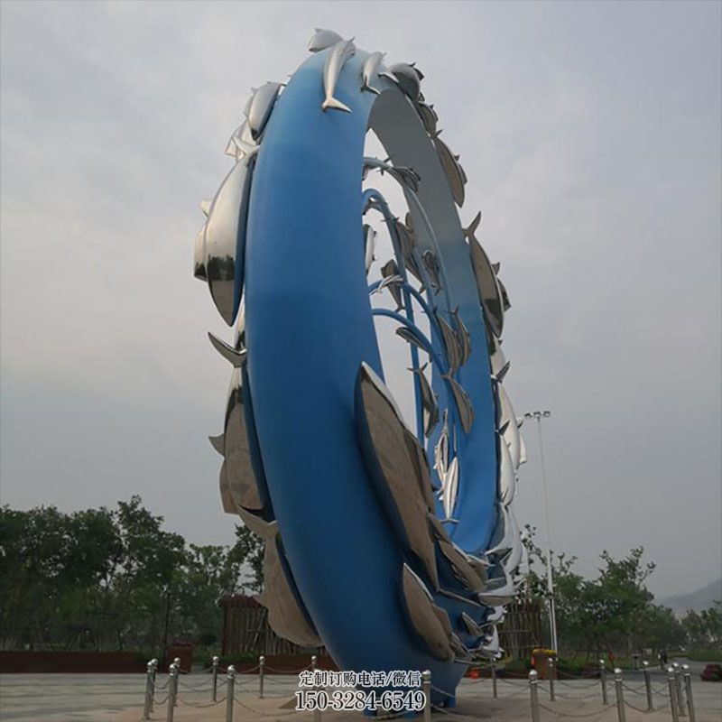 鱼跃龙门雕塑底座 广场雕塑供求 景观艺术鱼跨环雕塑承接