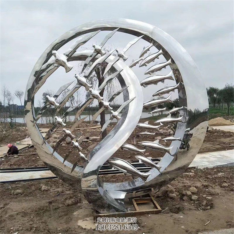 中式鱼跃龙门雕塑 园林景观雕塑精选 园林鱼跨环雕塑摆件订做